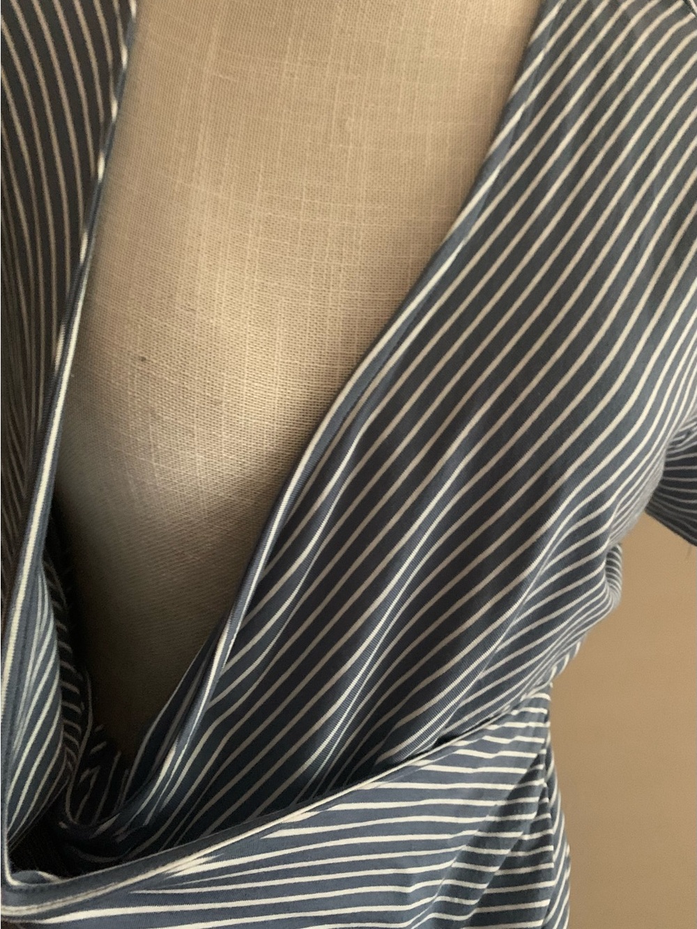Vince Camuto Navy and White Striped Wrap Tie Blouse - Picture 8 of 10